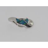 14ct white gold, opal and diamond pendant