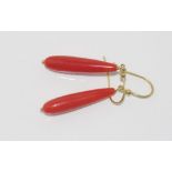 Italian red coral drop earrings