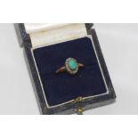 Boxed vintage 14ct gold, turquoise & diamond ring