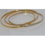 18ct three tone gold interlocked bangles