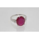 18ct white gold and ruby & diamond ring