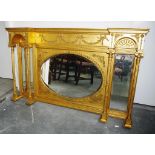 Antique French gilt wood mantel mirror