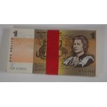 One hundred Australian consecutive $1 bank notes