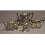 Vintage four piece American silver plated tea set