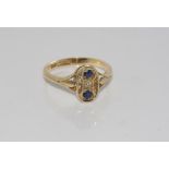 9ct yellow gold, sapphire & diamond ring