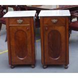 Pair of antique marble top cabinets