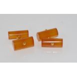 Pair double sided amber cufflinks