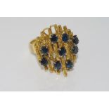 Large gold and sapphire ring marked 18K