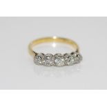 18ct yellow gold/platinum and diamond ring