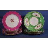 Ten Victorian hand painted cabinet plates