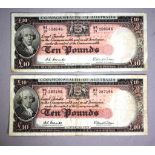 Two Commonwealth of Australia Ten Pound notes