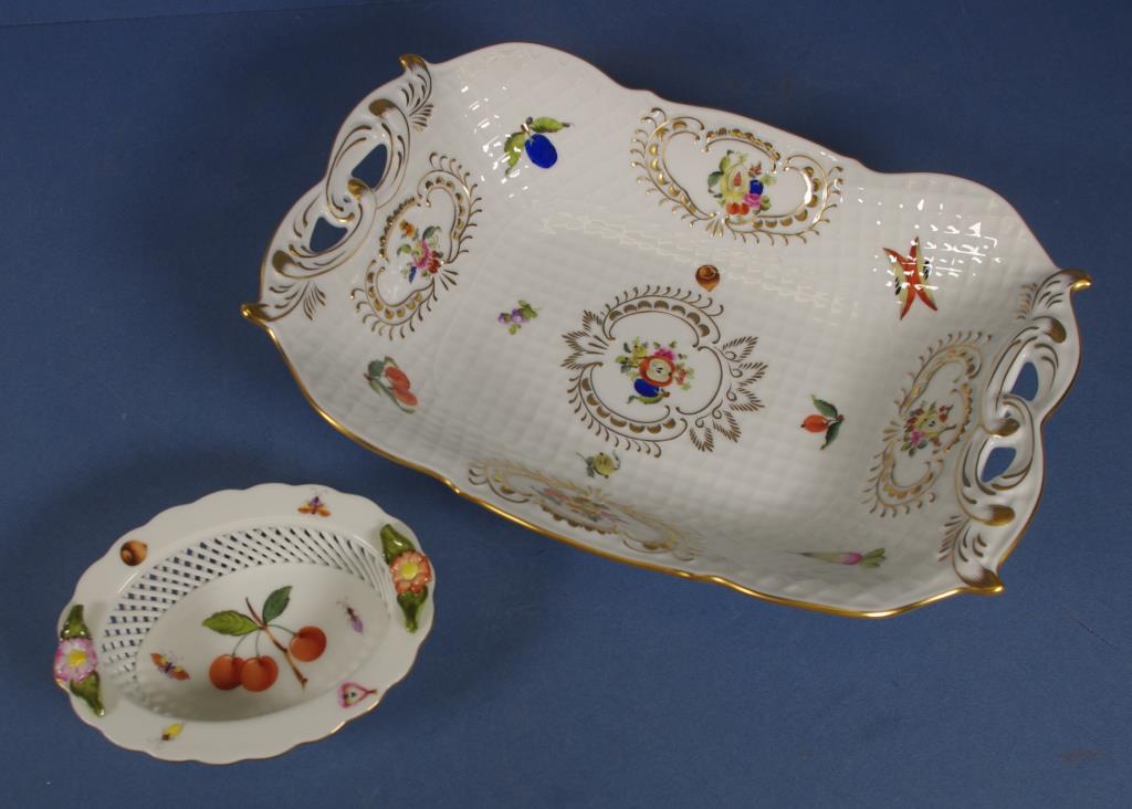 Herend fruit and flower rectangle serving bowl
