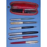 Eight various vintage Parker pens