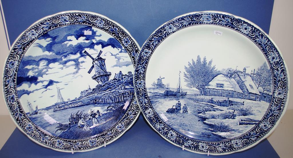 Two large blue & white Delft wall chargers