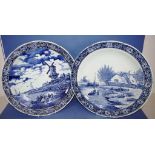 Two large blue & white Delft wall chargers