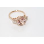 18ct rose gold, Morganite and diamond ring