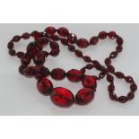 Vintage facetted cherry amber necklace