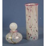 Isle of Wight art glass perfume bottle and vase