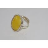 Baltic amber and silver ring