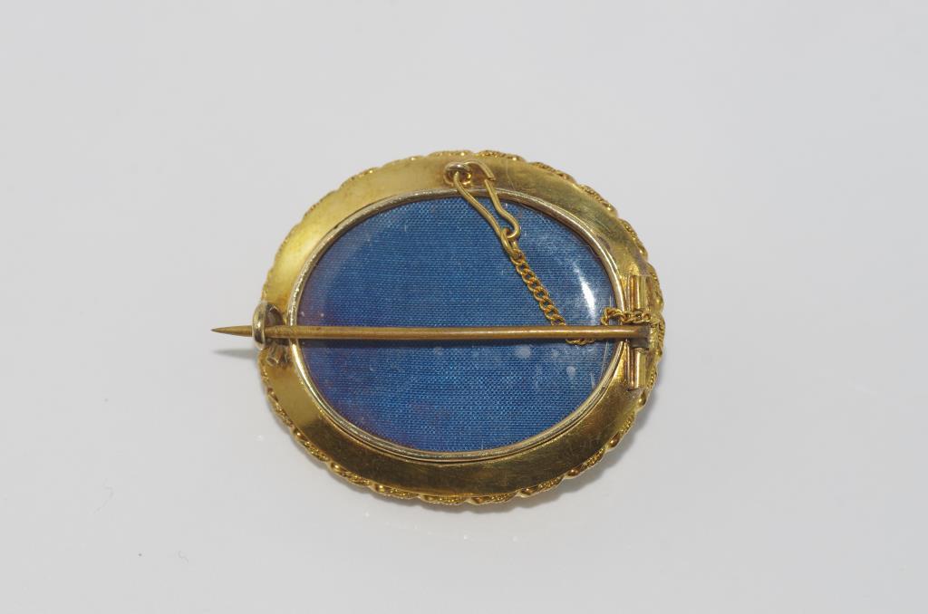 Antique 18ct gold, open brooch with turquoise - Image 2 of 2