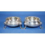 Pair Victorian sterling silver open salts