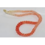 Coral bead necklace in graduated pink-white colour