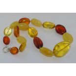 Multi-coloured Baltic amber necklace