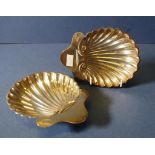 Pair vintage sterling silver shell shaped dishes