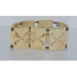 Vintage carved bone panel bracelet