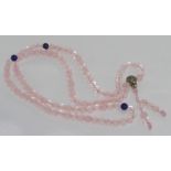 Rose quartz necklace with 2 lapis beads