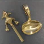 Sterling silver Jester baby rattle with MOP handle