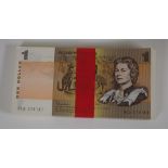 One hundred Australian consecutive $1 bank notes