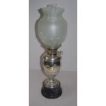Victorian sterling silver & silver plate oil lamp
