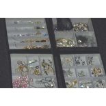 Four layer box of costume jewellery