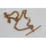 9ct rose gold fob chain with t-bar