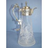 Vintage silver plated crystal claret jug