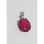 18ct white gold ruby and diamond pendant