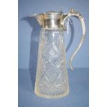 Victorian sterling silver & crystal claret jug