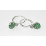 18ct white gold, emerald and diamond earrings