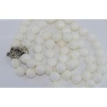 Double strand white bead necklace