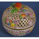 Herend pierced floral lidded bowl