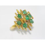 14ct yellow gold, emerald ring