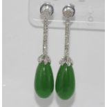 18ct white gold and jade drop earrings