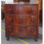 19th century mahogany bow front chest of drawers