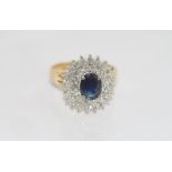 18ct yellow/white gold, sapphire & diamond ring