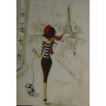 Decorative unframed Parisian scene print