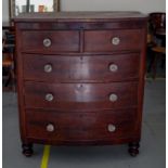 19th century mahogany bow front chest of drawers