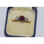 18ct two tone gold, ruby (1.51ct) & diamond ring