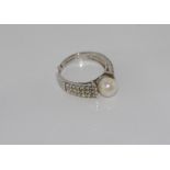 Handmade silver and Akoya pearl ring