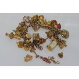 9ct gold charm bracelet with approx 35 charms